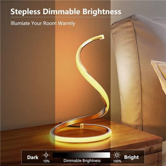 Spiral LED Table Lamp,Modern 3Colors Dimmable Desk Lamp with Minimalist Lighting - Picture 5 of 5
